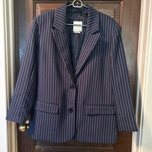 Abercrombie & Fitch Blue and White Pinstripe oversized Boyfriend Blazer